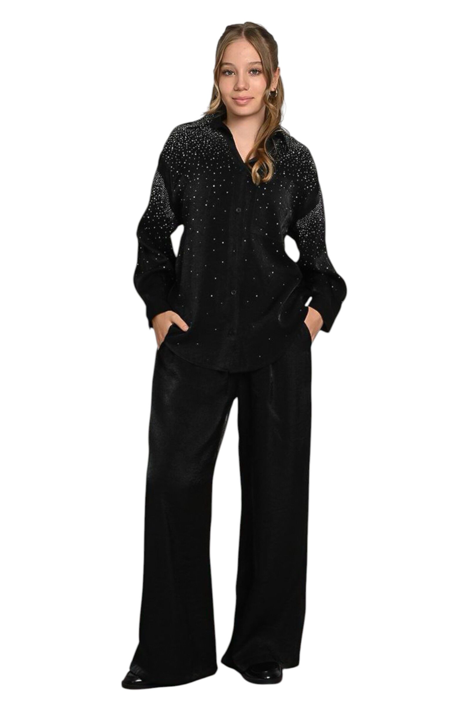 Брюки дев. АРТ.7961,чер,вис-нейл