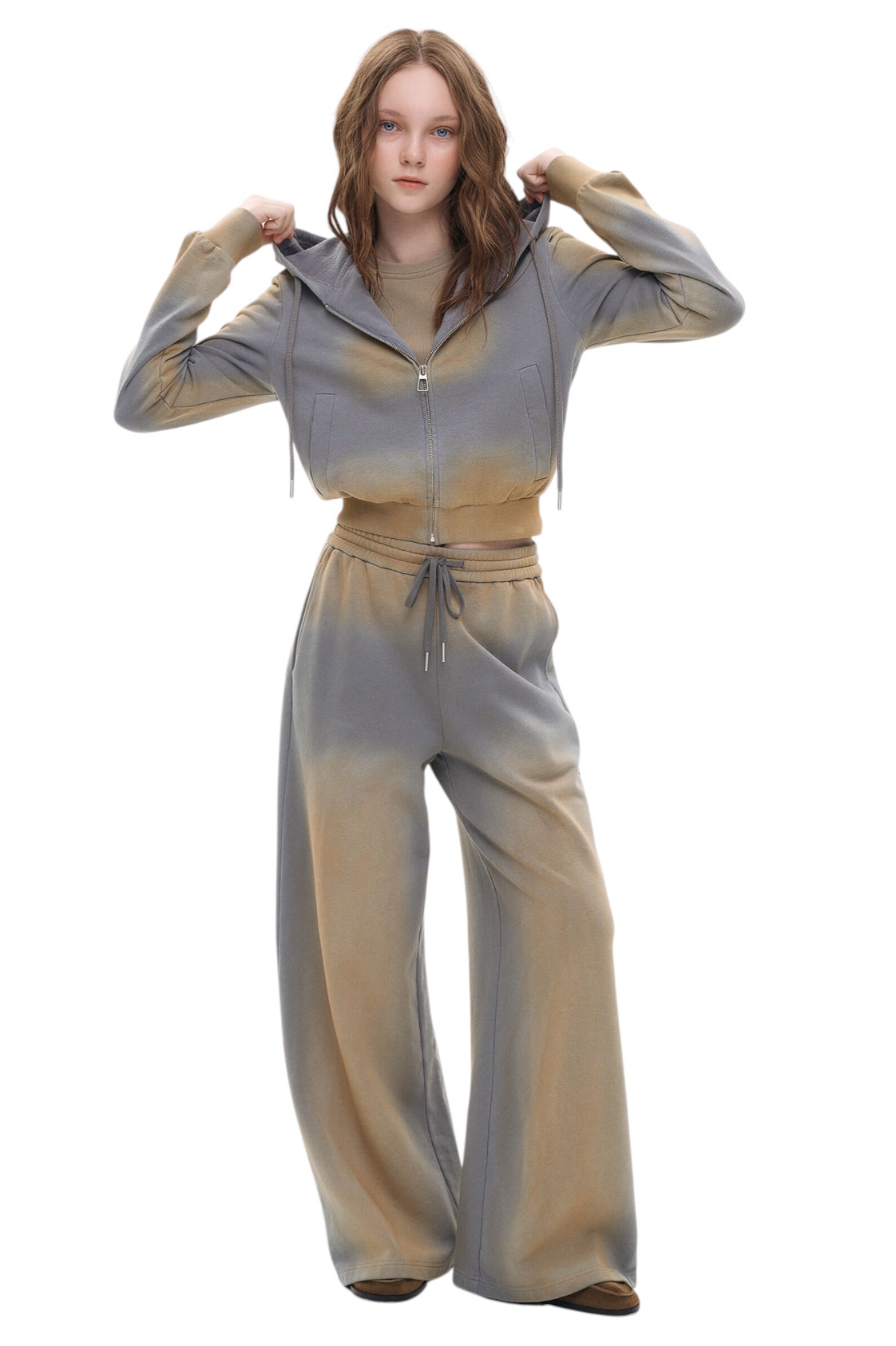 Брюки дев. АРТ.AA237314,сер-беж,хл