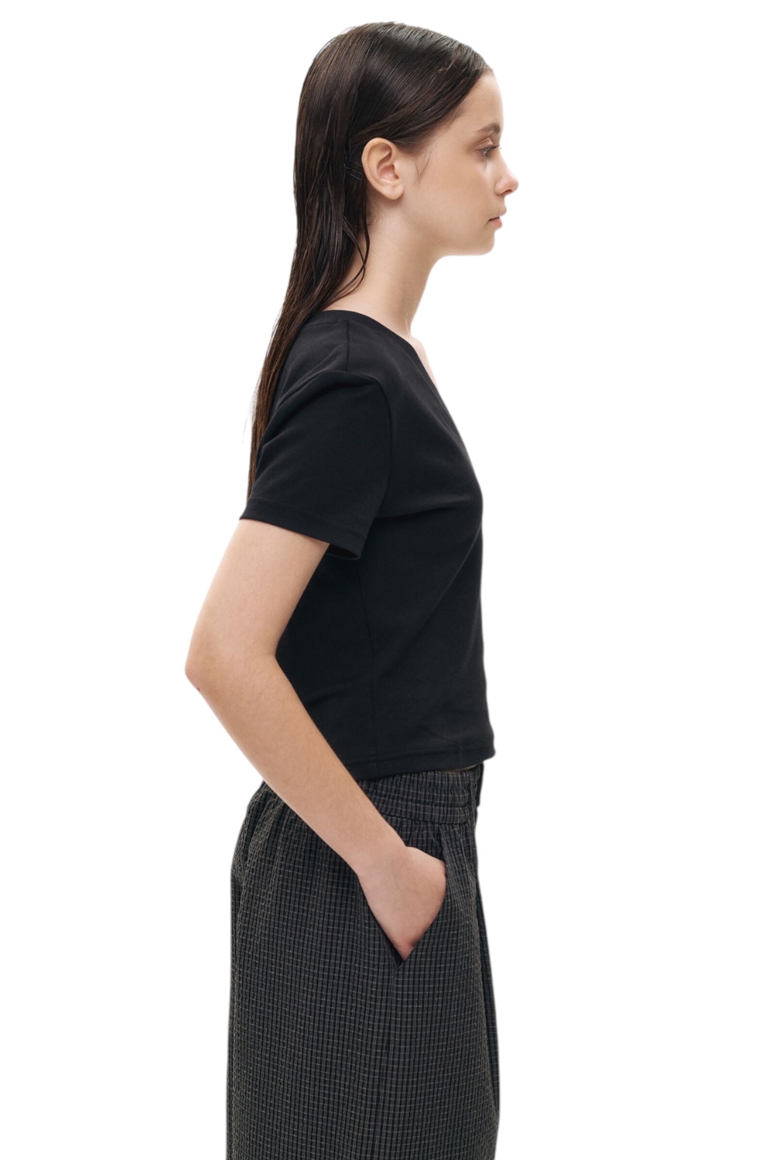 Футболка дев. АРТ.AA235046,чер,хл-эл